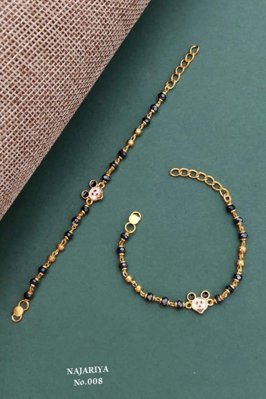 Trendy Gold-Plated Black Beaded  Nazariya Bracelets – Cute & Traditional Designs