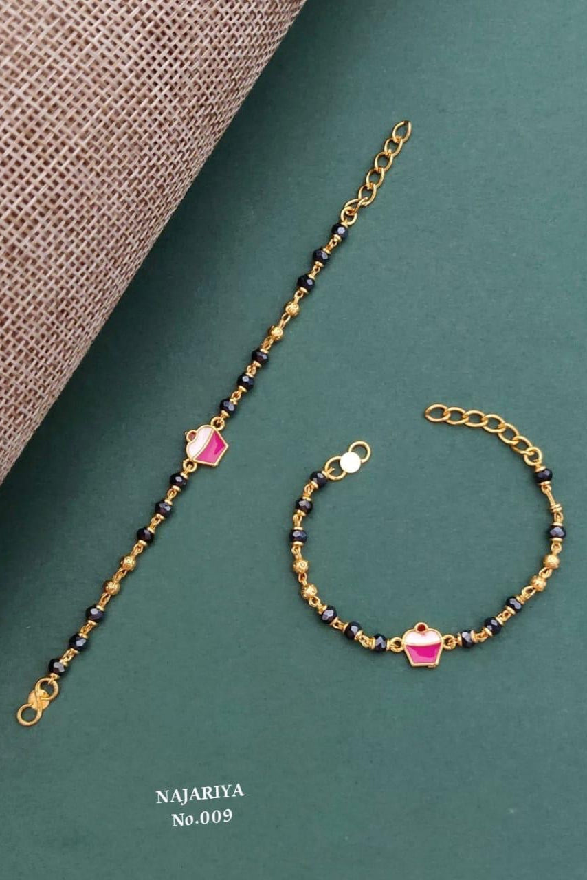 Trendy Gold-Plated Black Beaded  Nazariya Bracelets – Cute & Traditional Designs