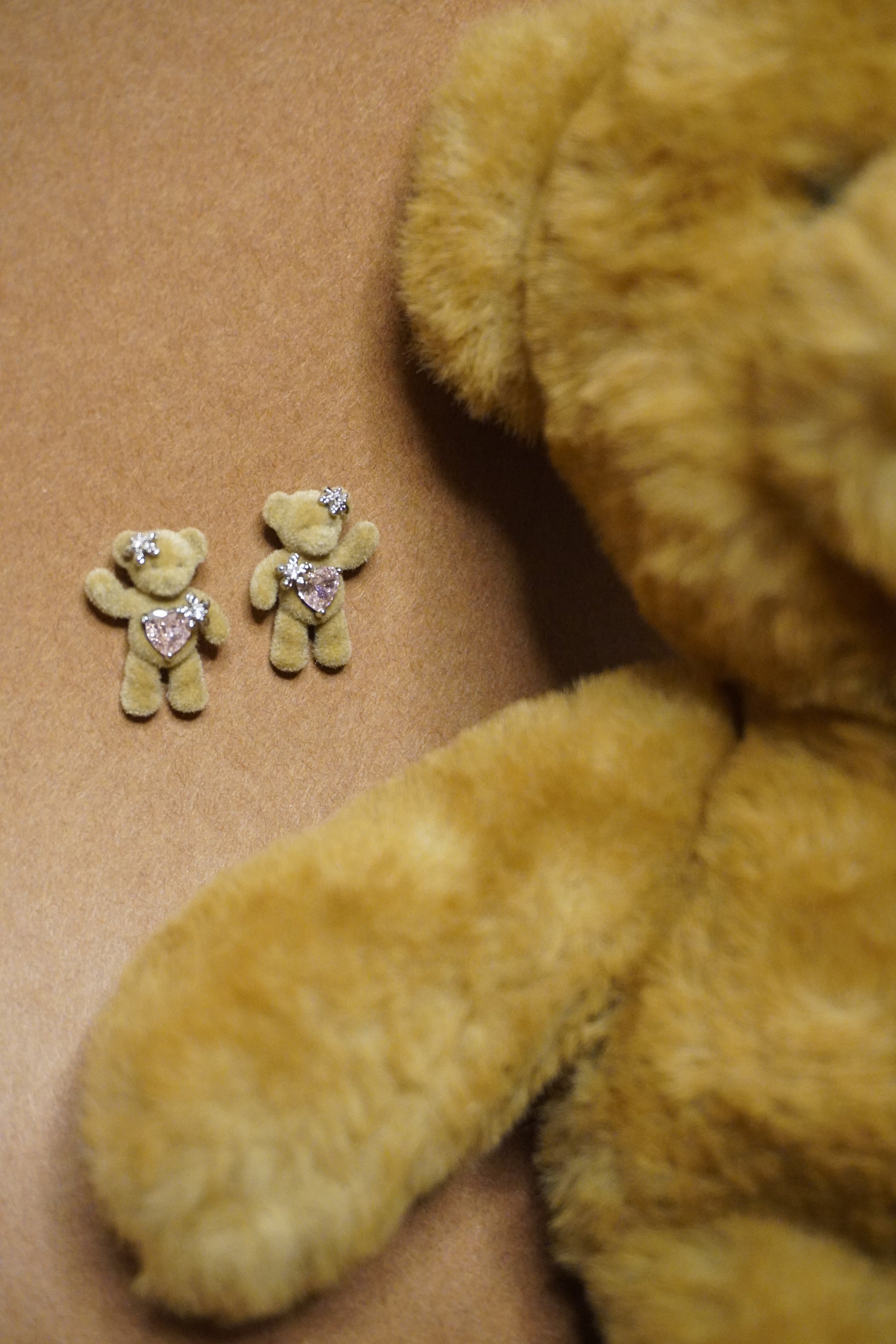 Lovsy | Teddy Earrings | Cute Pink Heart Bear Earrings for Women Online