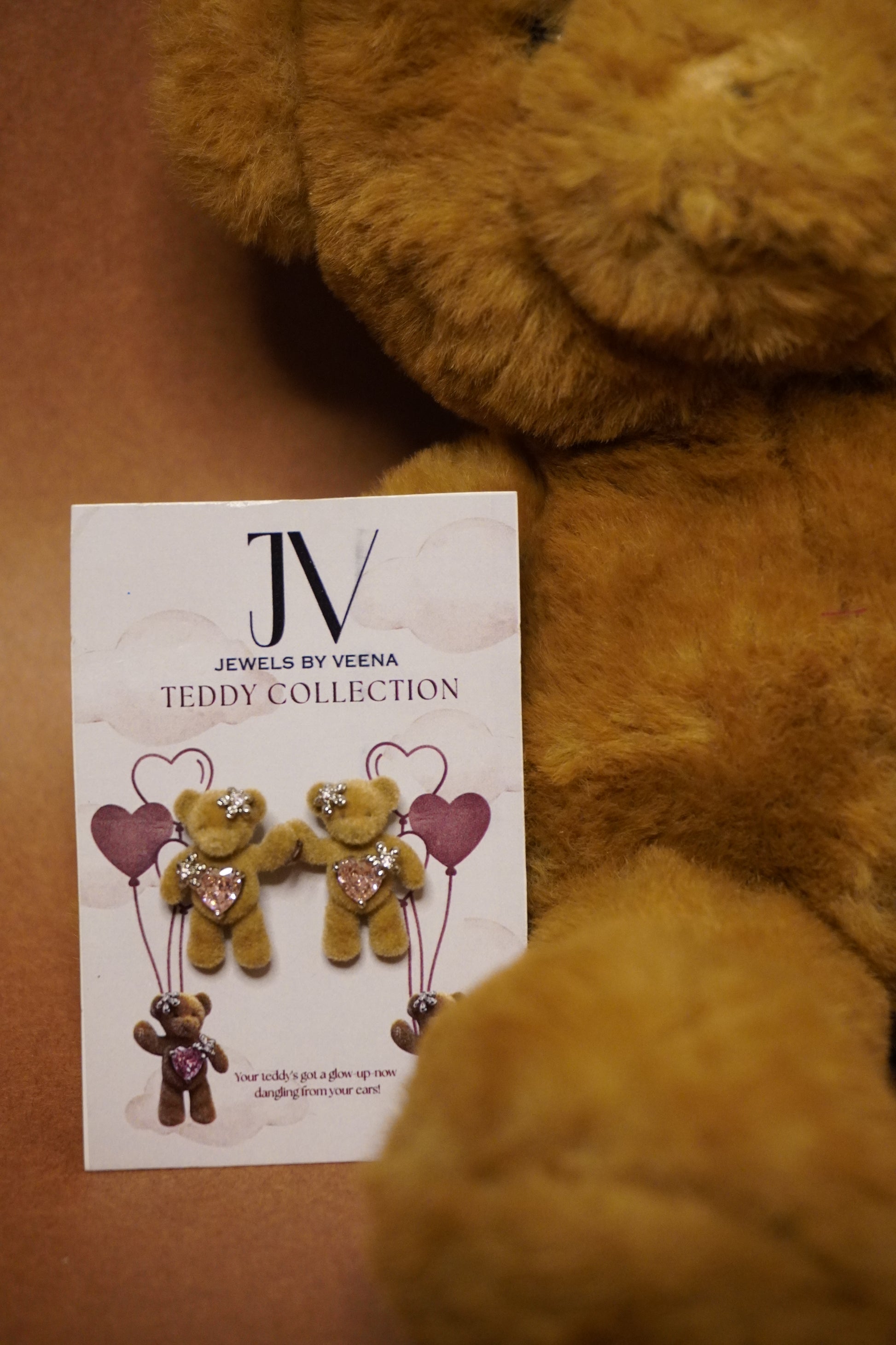 Lovsy | Teddy Earrings | Cute Pink Heart Bear Earrings for Women Online