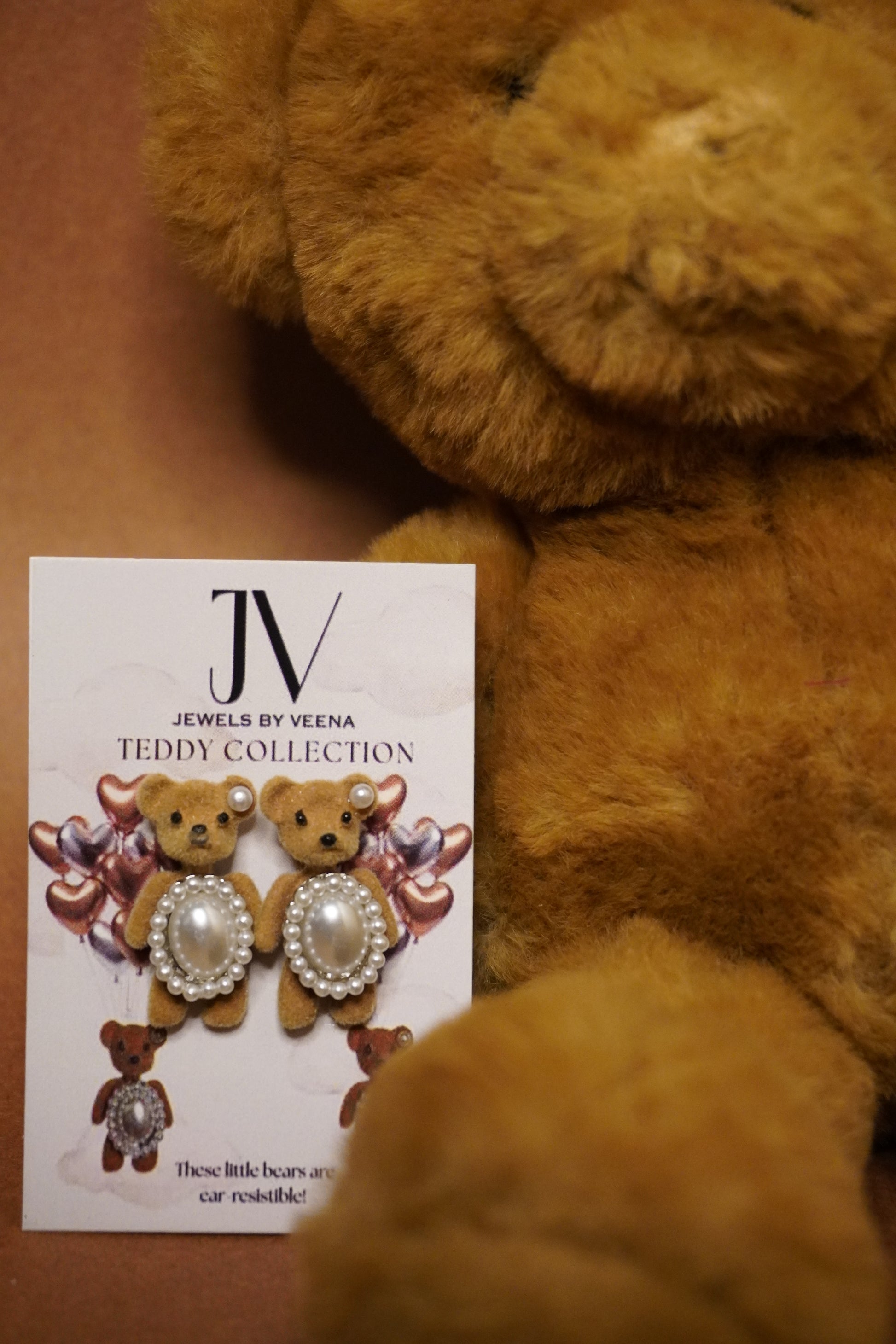 Royal Pearl Teddy Earrings | Elegant Teddy Bear Jewellery by Veena