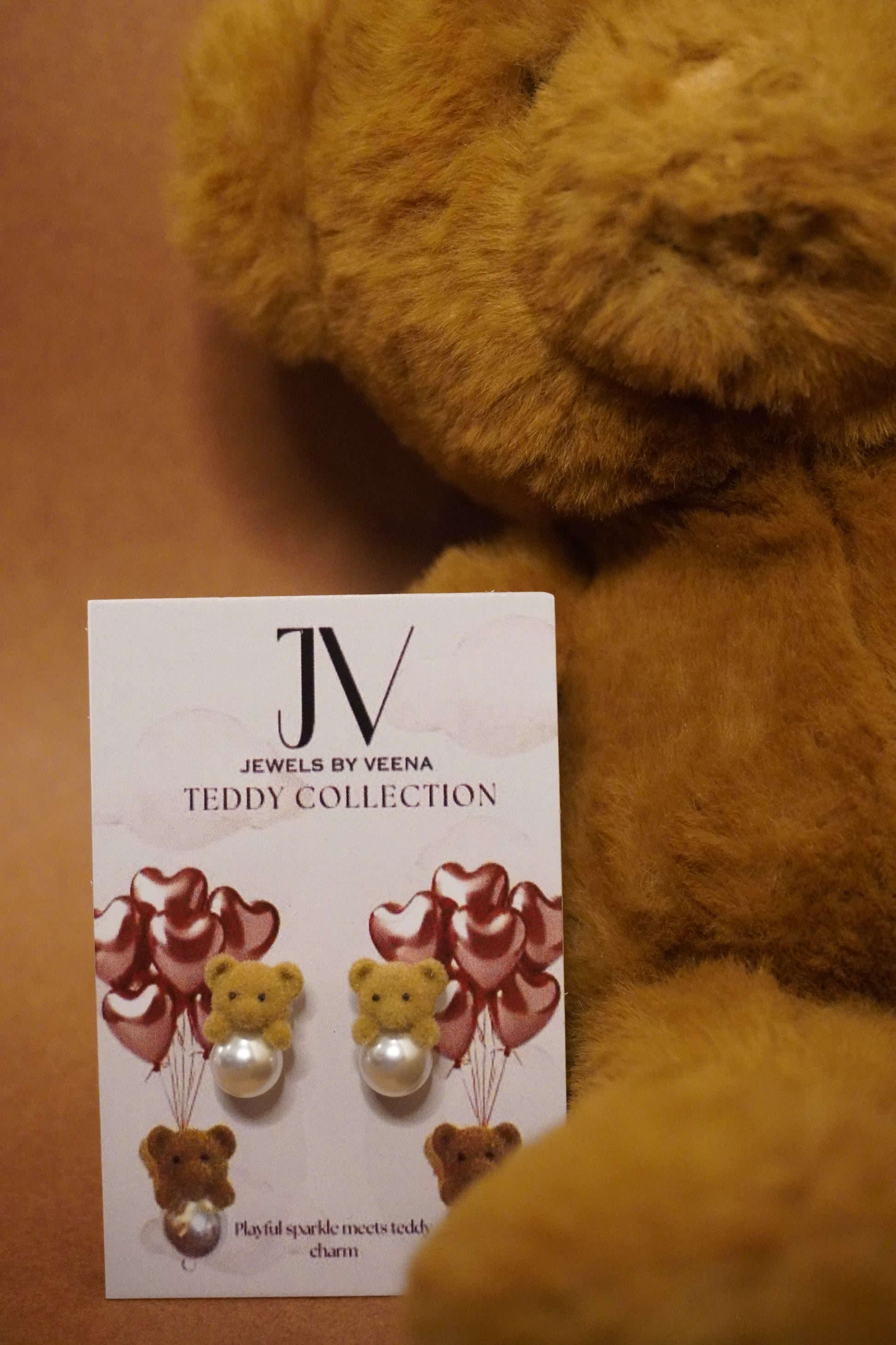 Pearl Teddy Earrings | Cute Teddy Bear Jewellery by Jewels by Veena