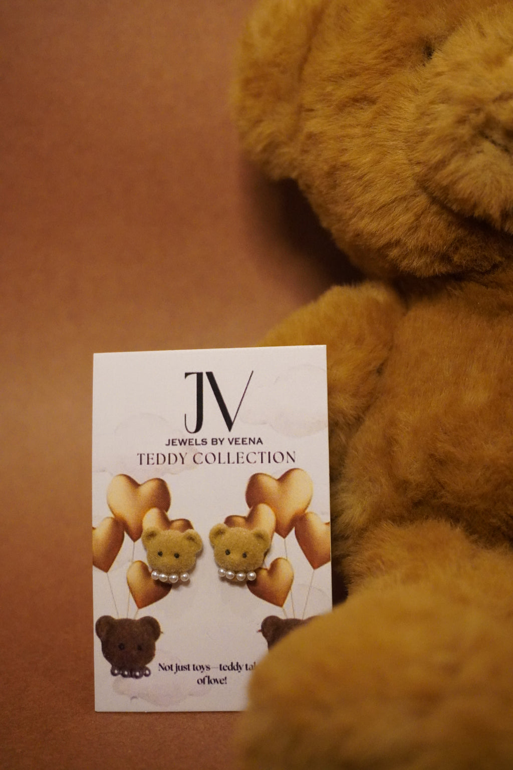 Teddy Love Studs – Cute Teddy Bear Pearl Earrings for Women | Jewels by Veena