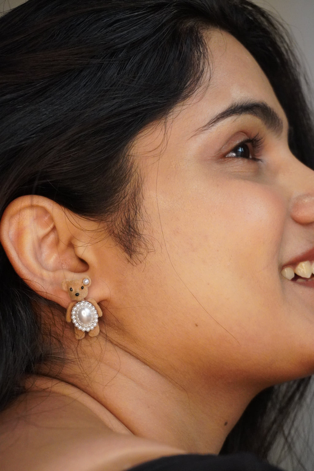 Royal Pearl Teddy Earrings | Elegant Teddy Bear Jewellery by Veena