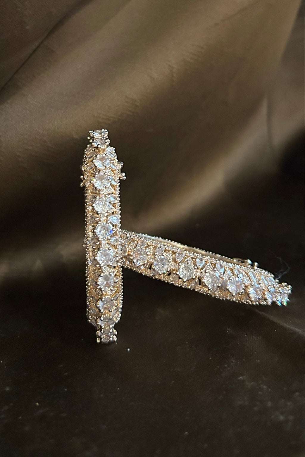 Sparkling Gemstone Gold Bangles - Elegant Jewelry