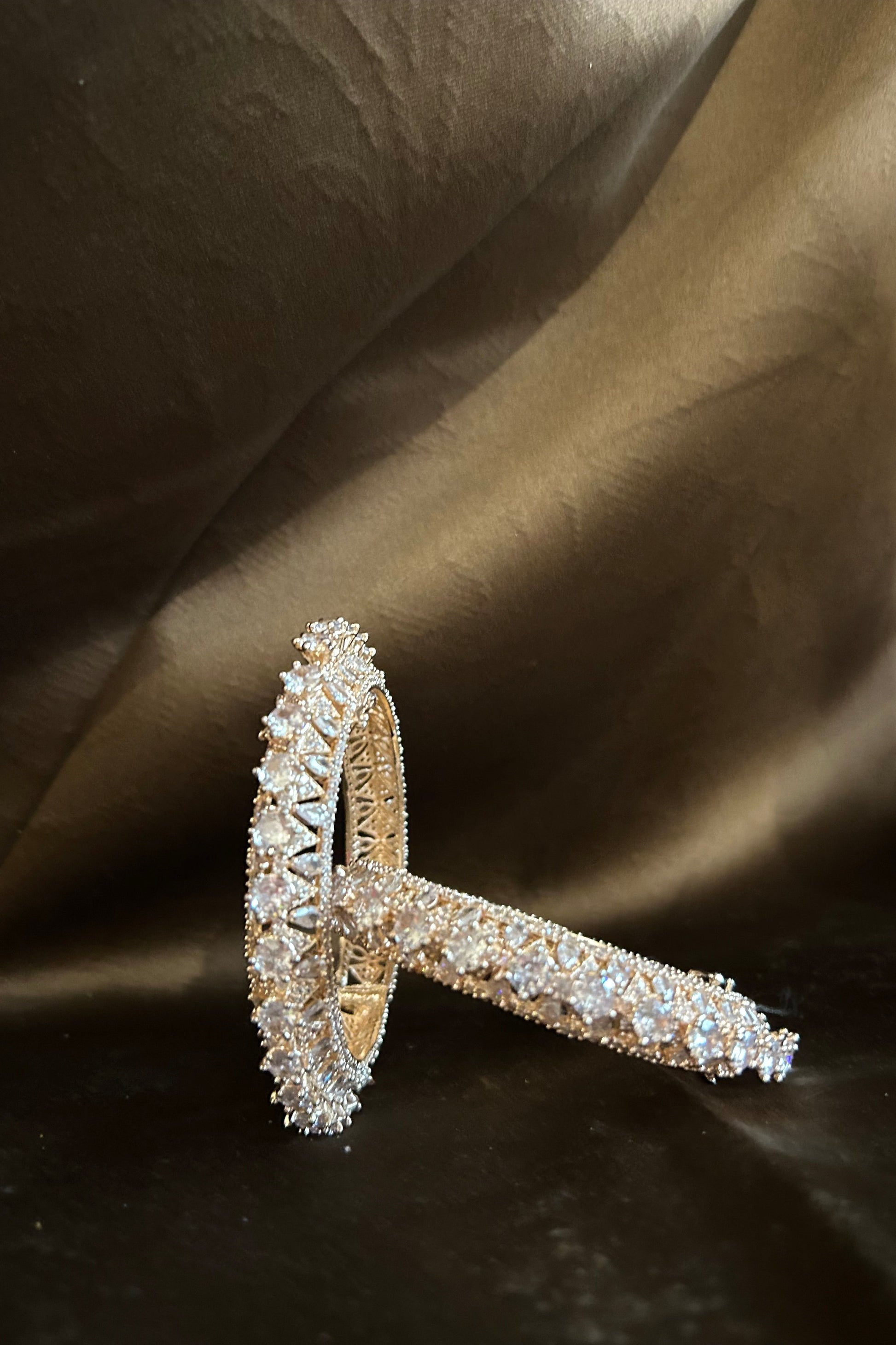 Sparkling Gemstone Gold Bangles - Elegant Jewelry