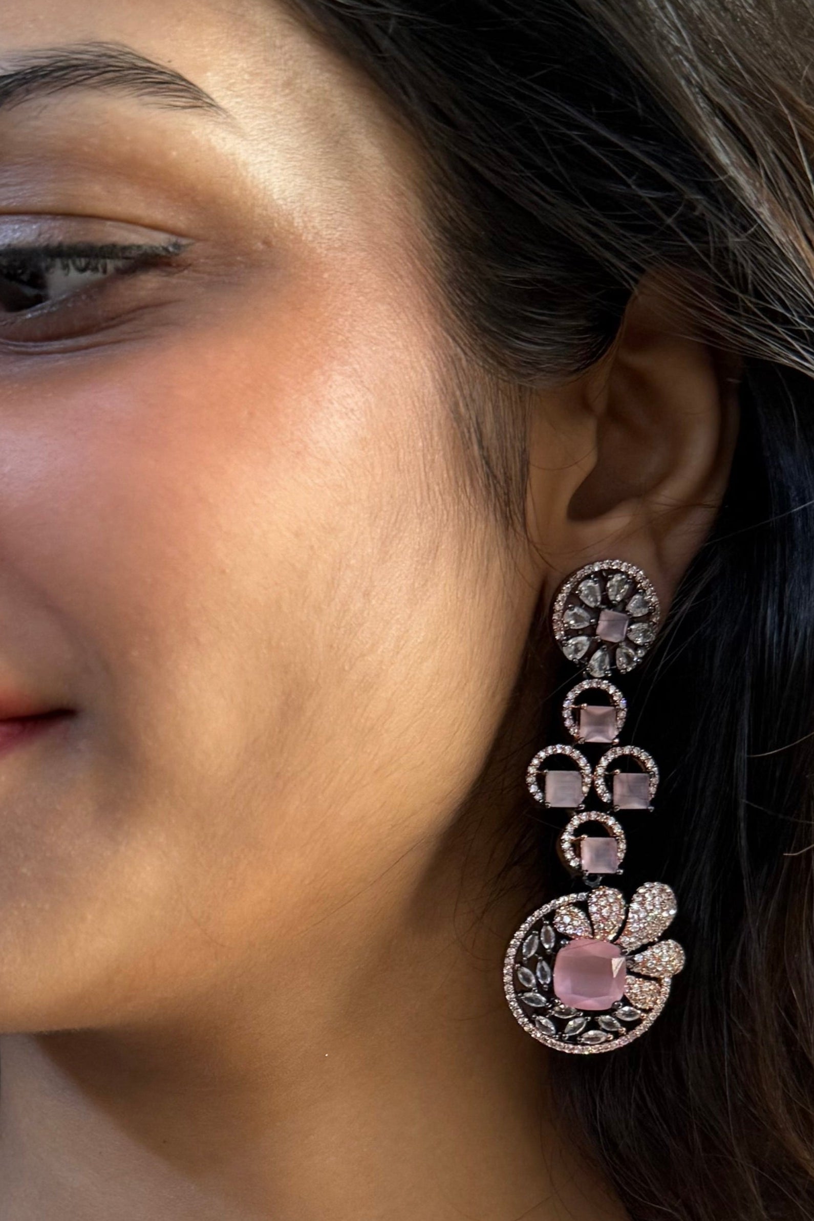 Rose Pink Statement Necklace Set for Women | Designer CZ Jewelry for Weddings & Parties
