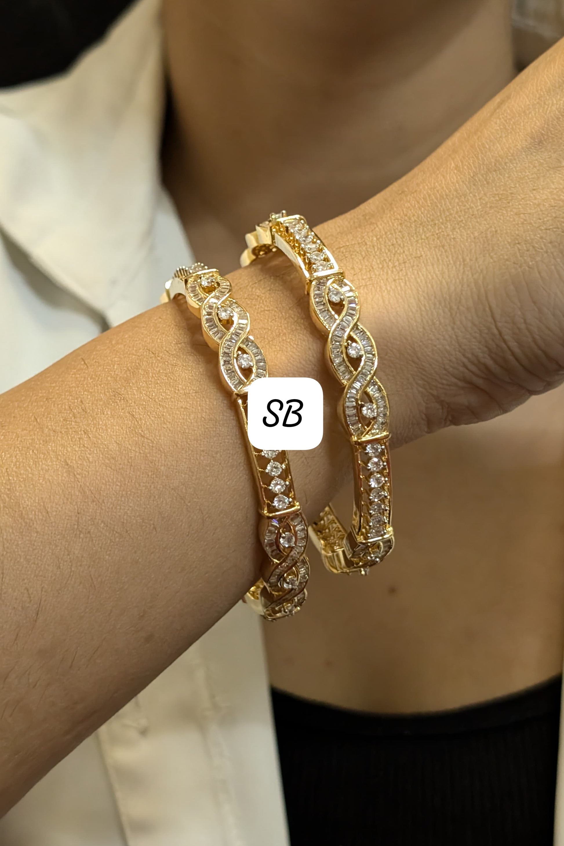 Elegant Gold Diamond Bangles for Women- infinity design, bridal & party wear jewellery