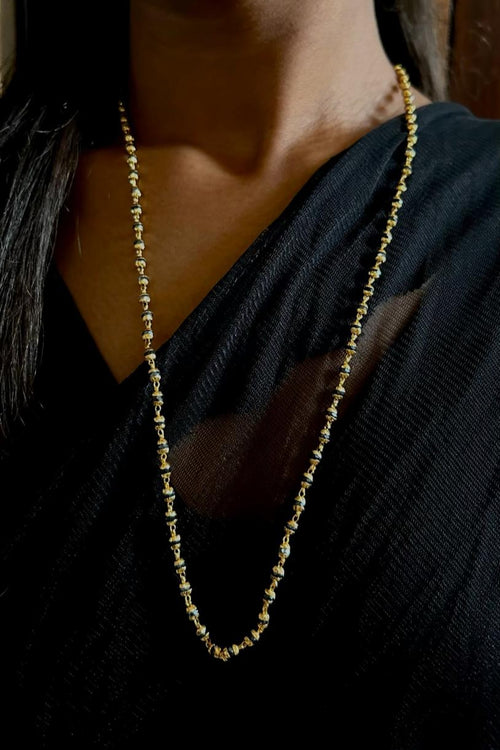 Black and Gold Beaded Necklace - Statement Jewelry