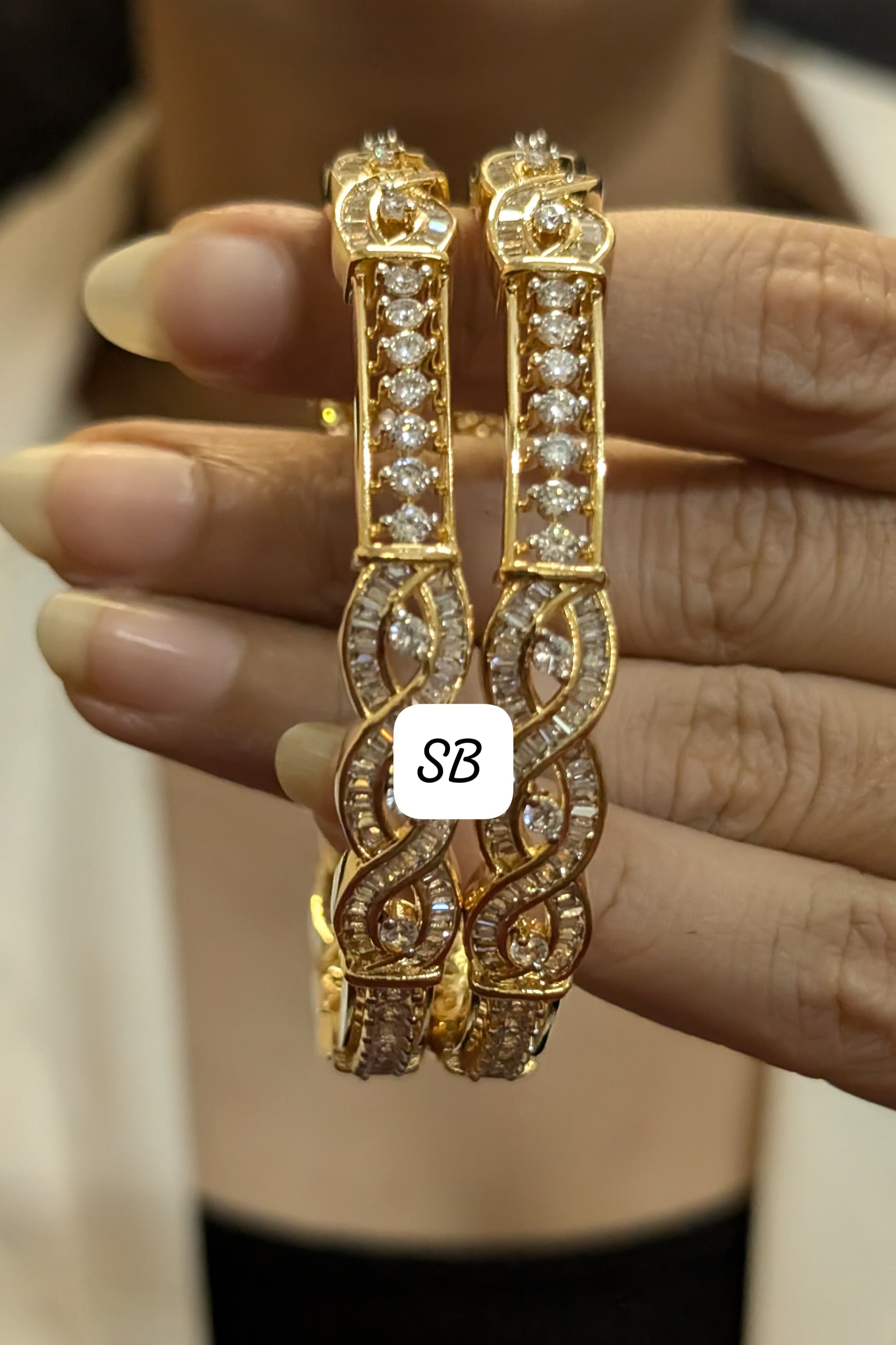 Elegant Gold Diamond Bangles for Women- infinity design, bridal & party wear jewellery