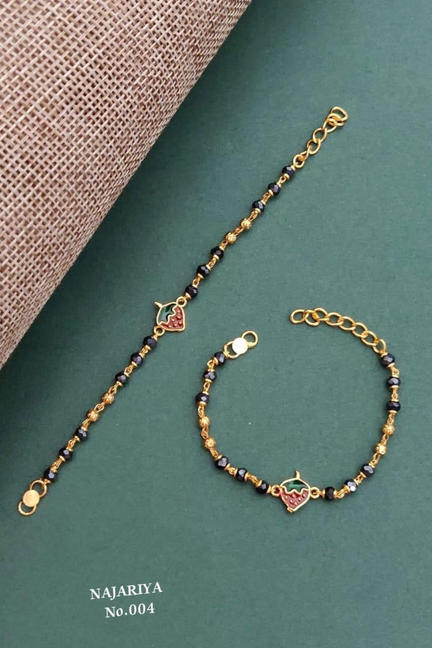 Trendy Gold-Plated Black Beaded  Nazariya Bracelets – Cute & Traditional Designs