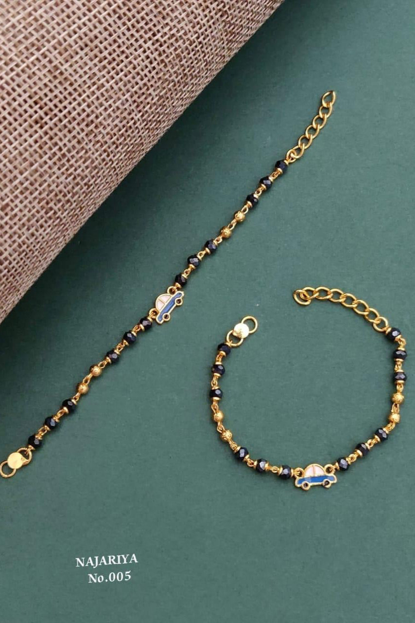 Trendy Gold-Plated Black Beaded  Nazariya Bracelets – Cute & Traditional Designs