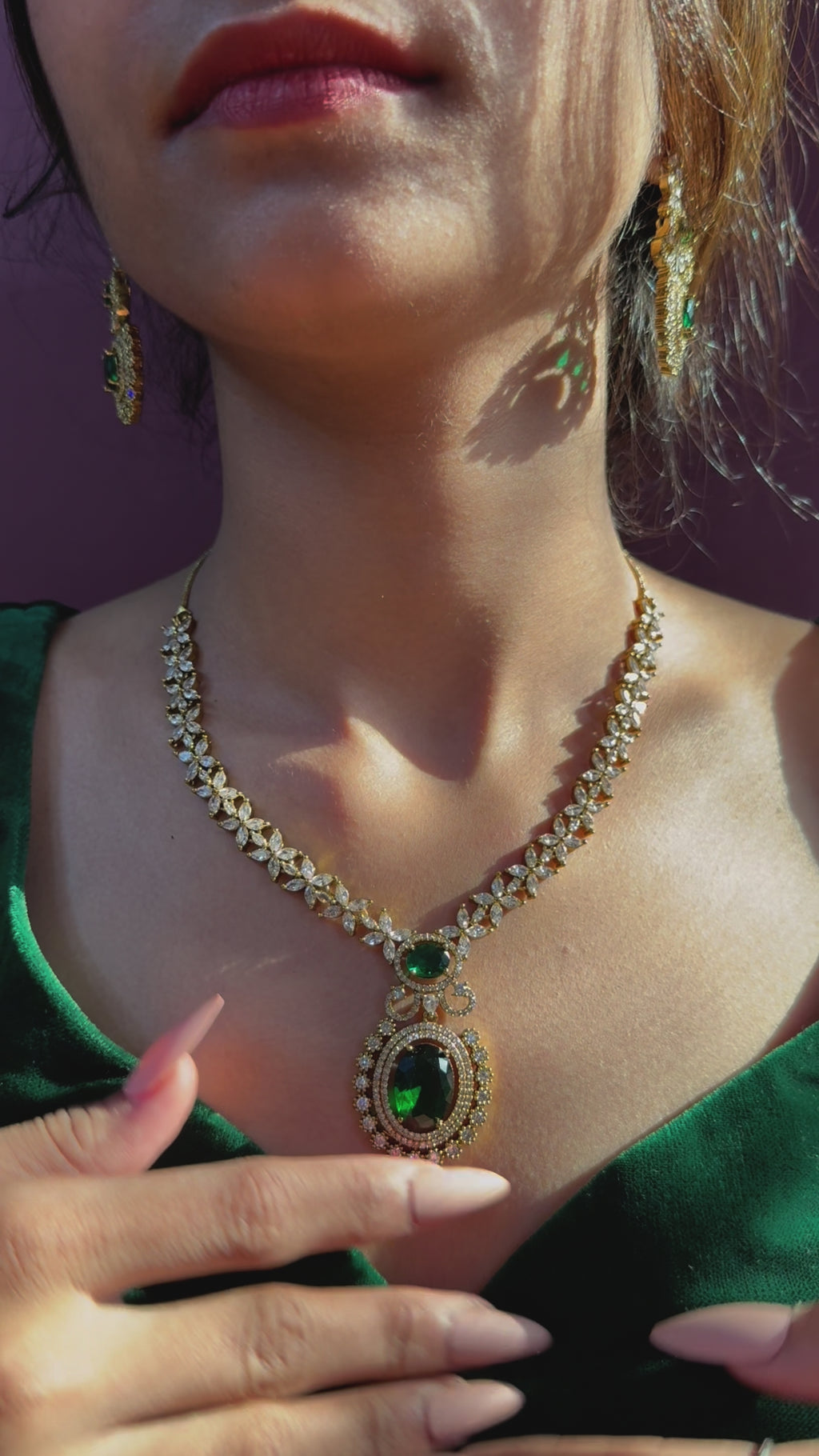 Stunning Gold and Green Stone Jewelry Set – Perfect for Bridesmaids & Celebrations”