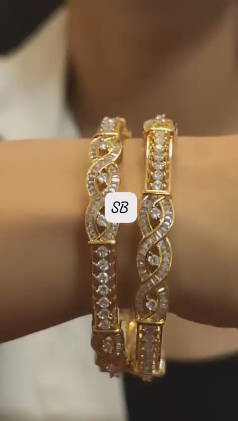 Elegant Gold Diamond Bangles for Women- infinity design, bridal & party wear jewellery